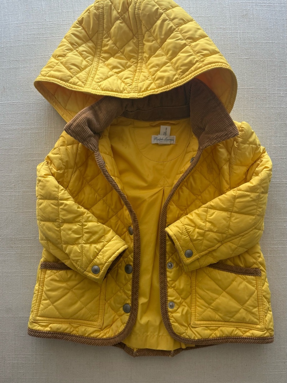 Ralph Lauren Yellow Quilted Hooded Puffer Jacket
